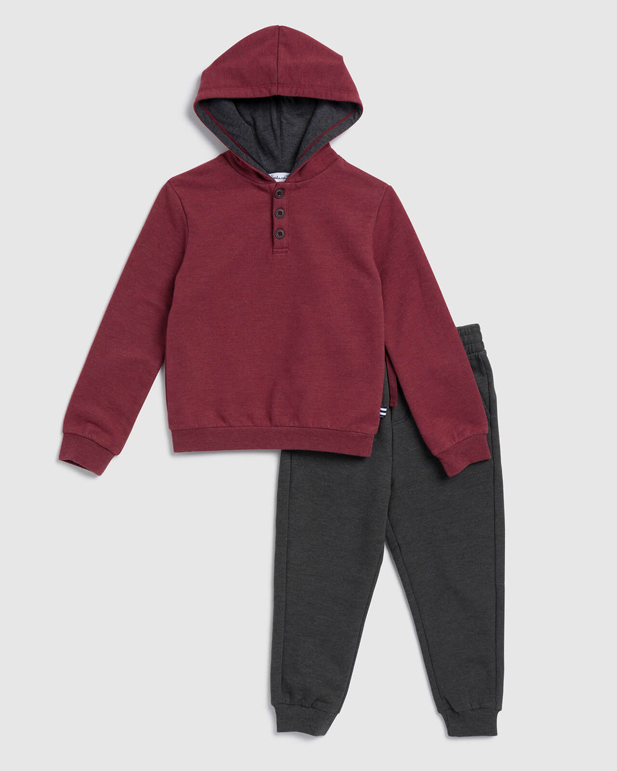Toddler Boy Two Tone Hoodie Set - Burgandy