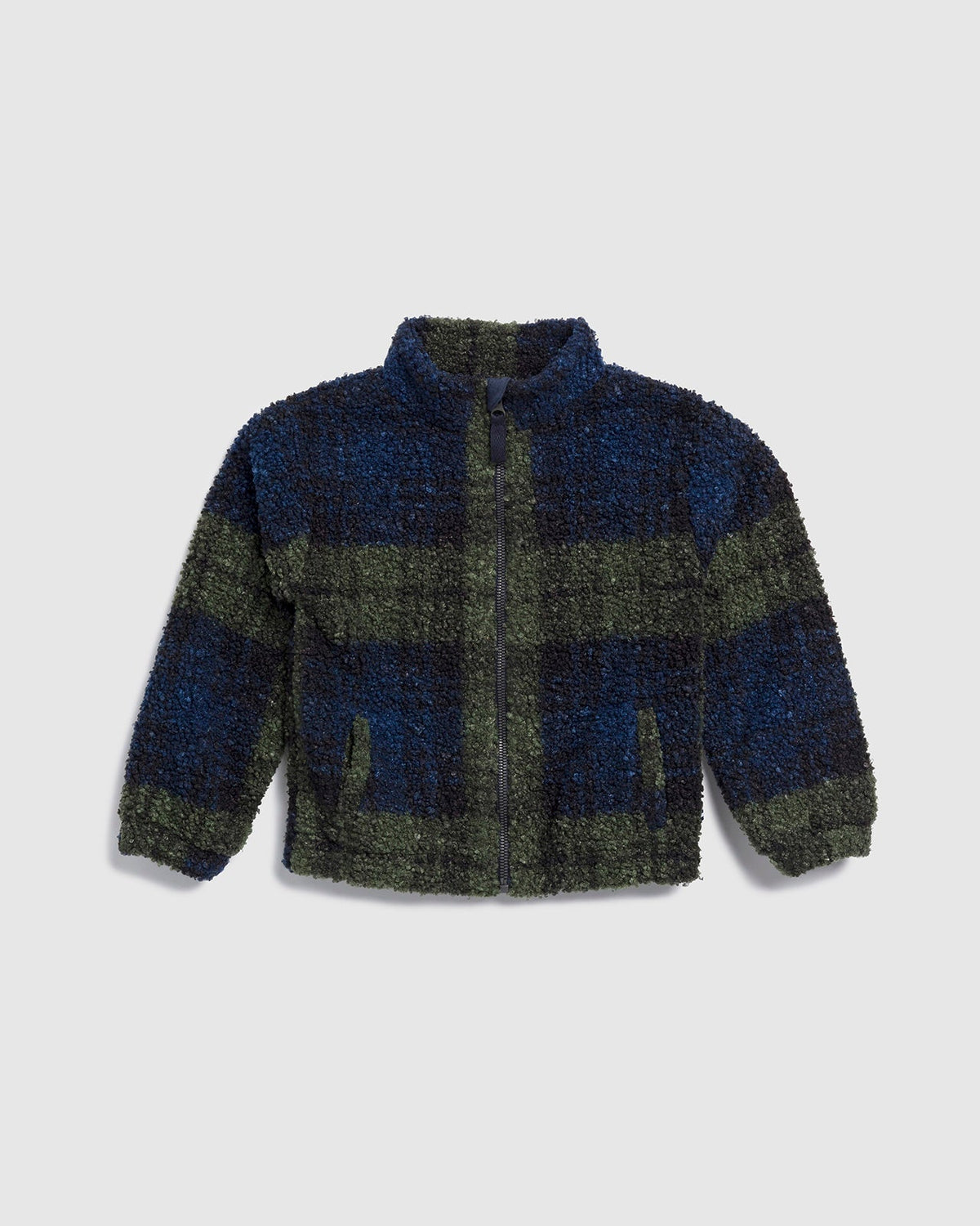 Toddler Boy Plaid Teddy Fleece - Olive Plaid