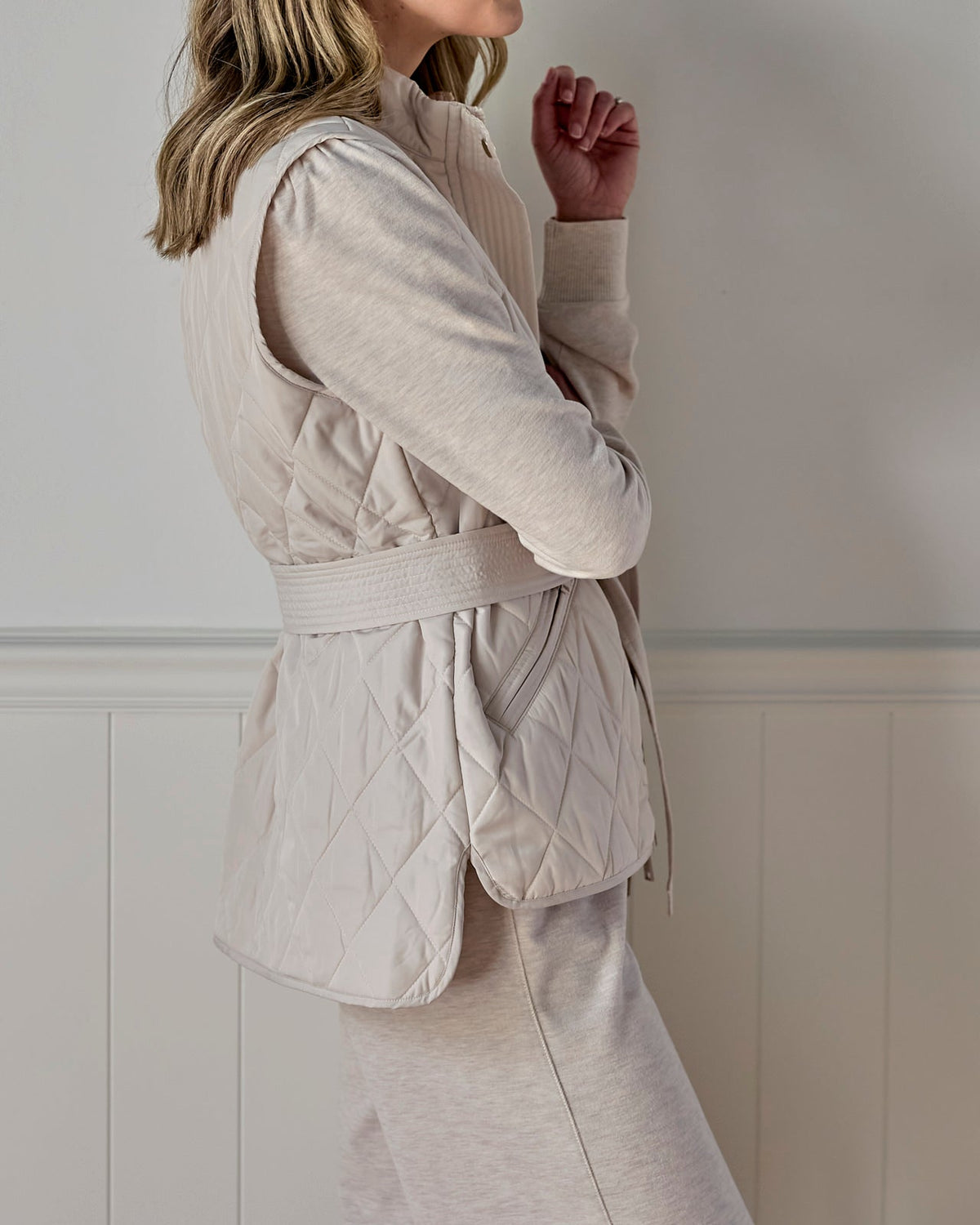 Splendid x Charli Evans Quilted Vest - Pale Oak Heather