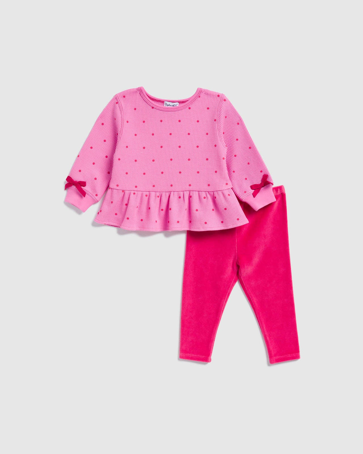 Infant Girl Playful Polka Dot Long Sleeve Set - Frosted Pink