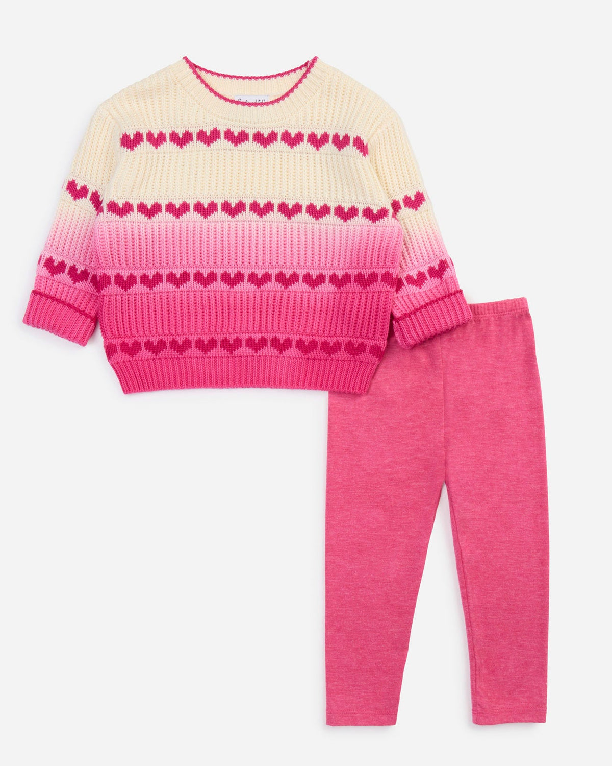 Toddler Girl Ombre Hearts Sweater Set - Berry