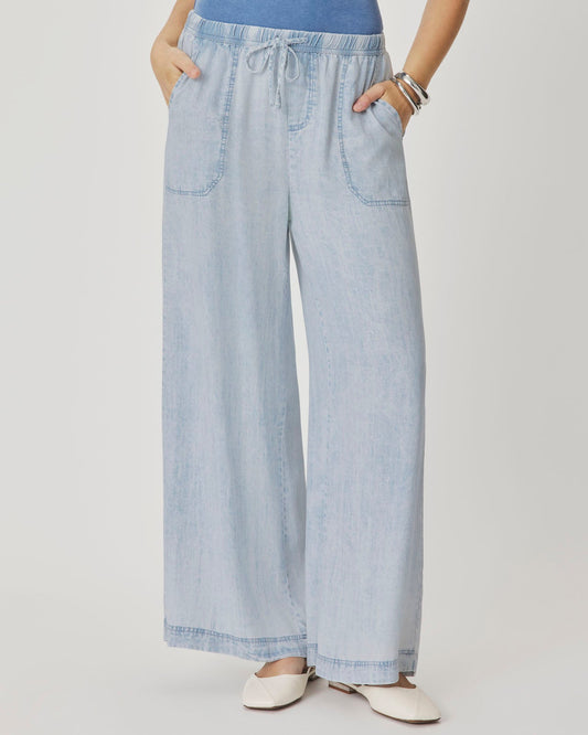 Angie Bleached Indigo Palazzo Pant - Bleached Indigo