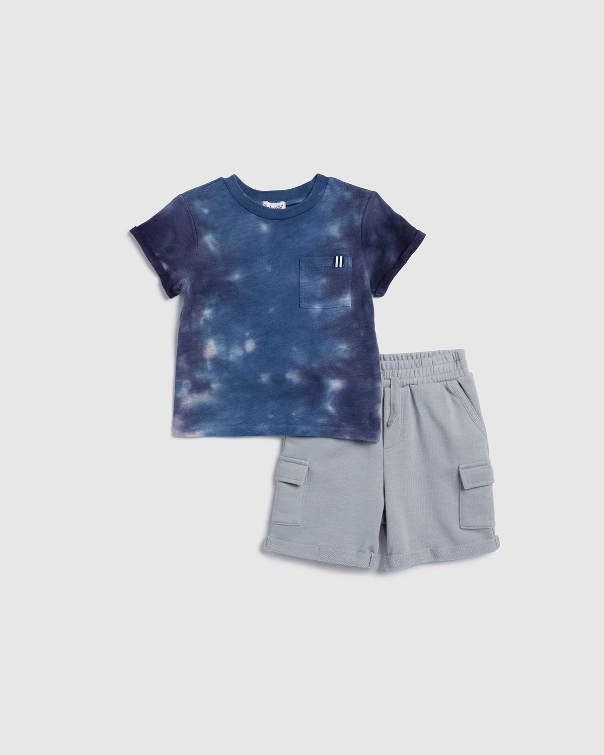 Infant Boy Ripple Tie Dye Short Sleeve Set - Slate