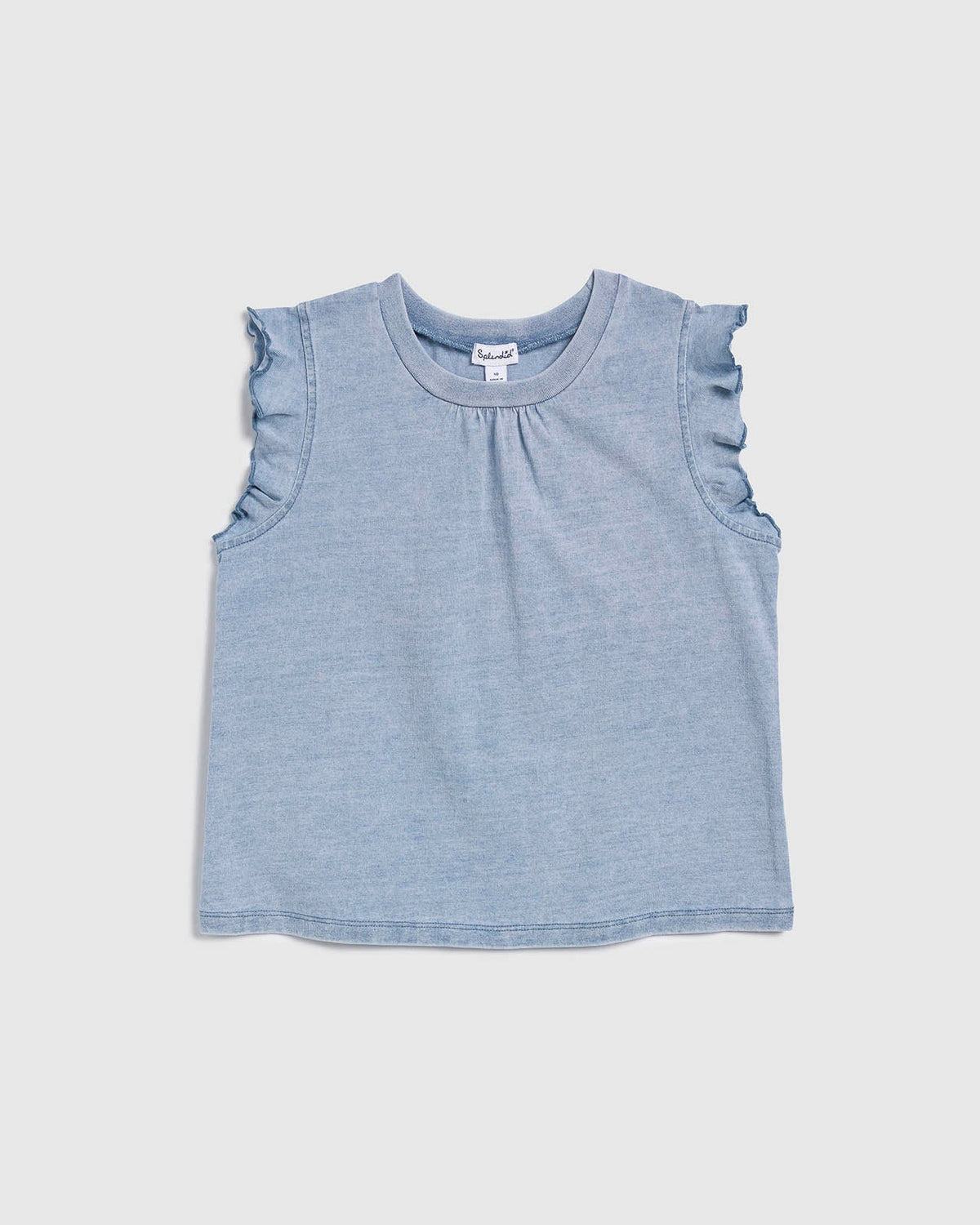 Girls Bleach Wash Short Sleeve Top - Indigo Cherry