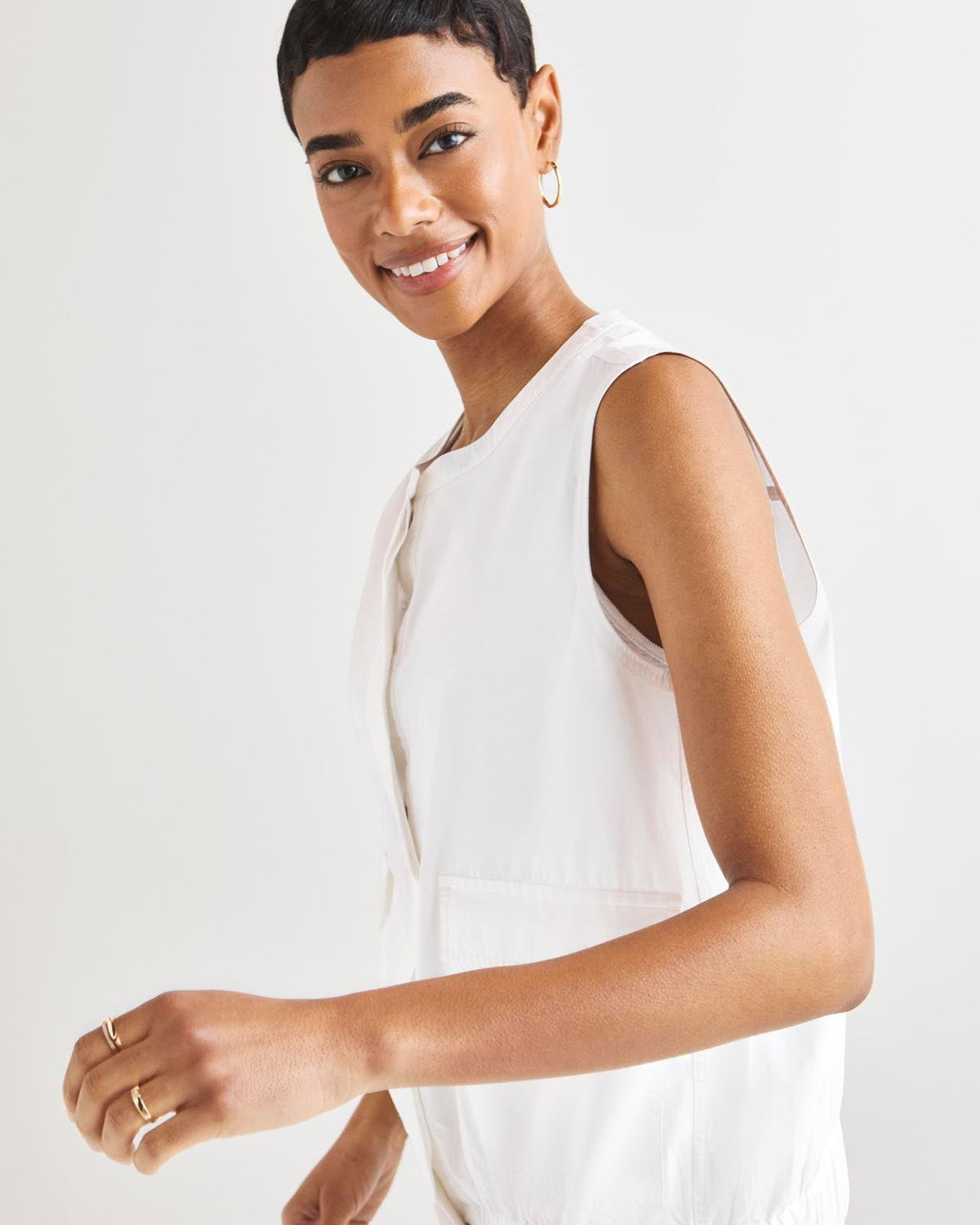 Chase Poplin Vest - White