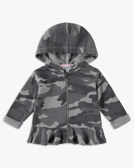 Infant Girls Hoodie in Camo - Dusty Olive
