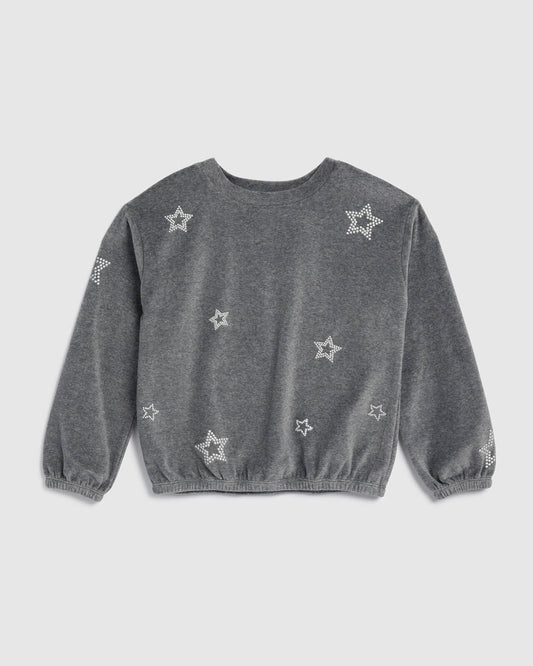 Girls Silver Stars Sweatshirt - Heather Charcoal
