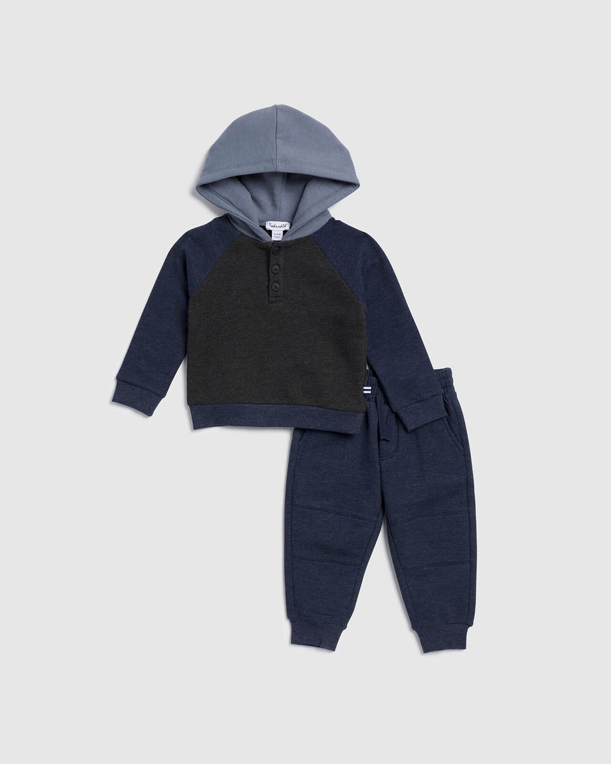 Infant Boy Color Block Hoodie Set - Dark Navy