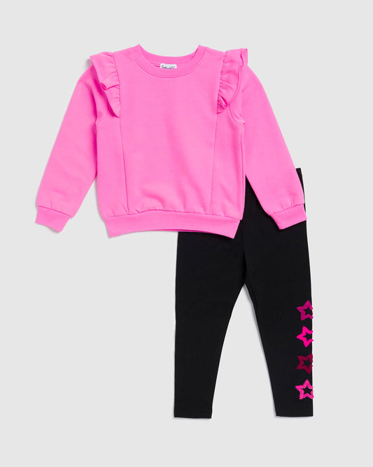 Toddler Girl Bright Star Legging Set - Hot Pink