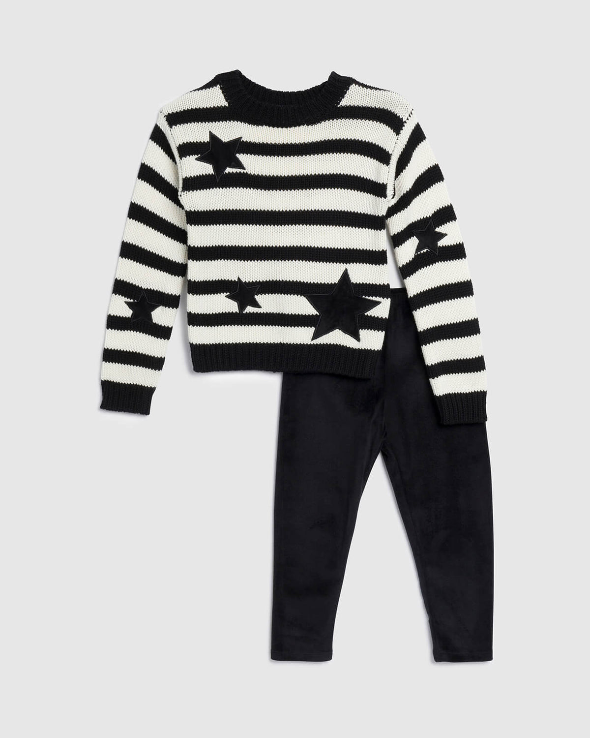 Toddler Girl Stripes & Stars Sweater Set - Black/White