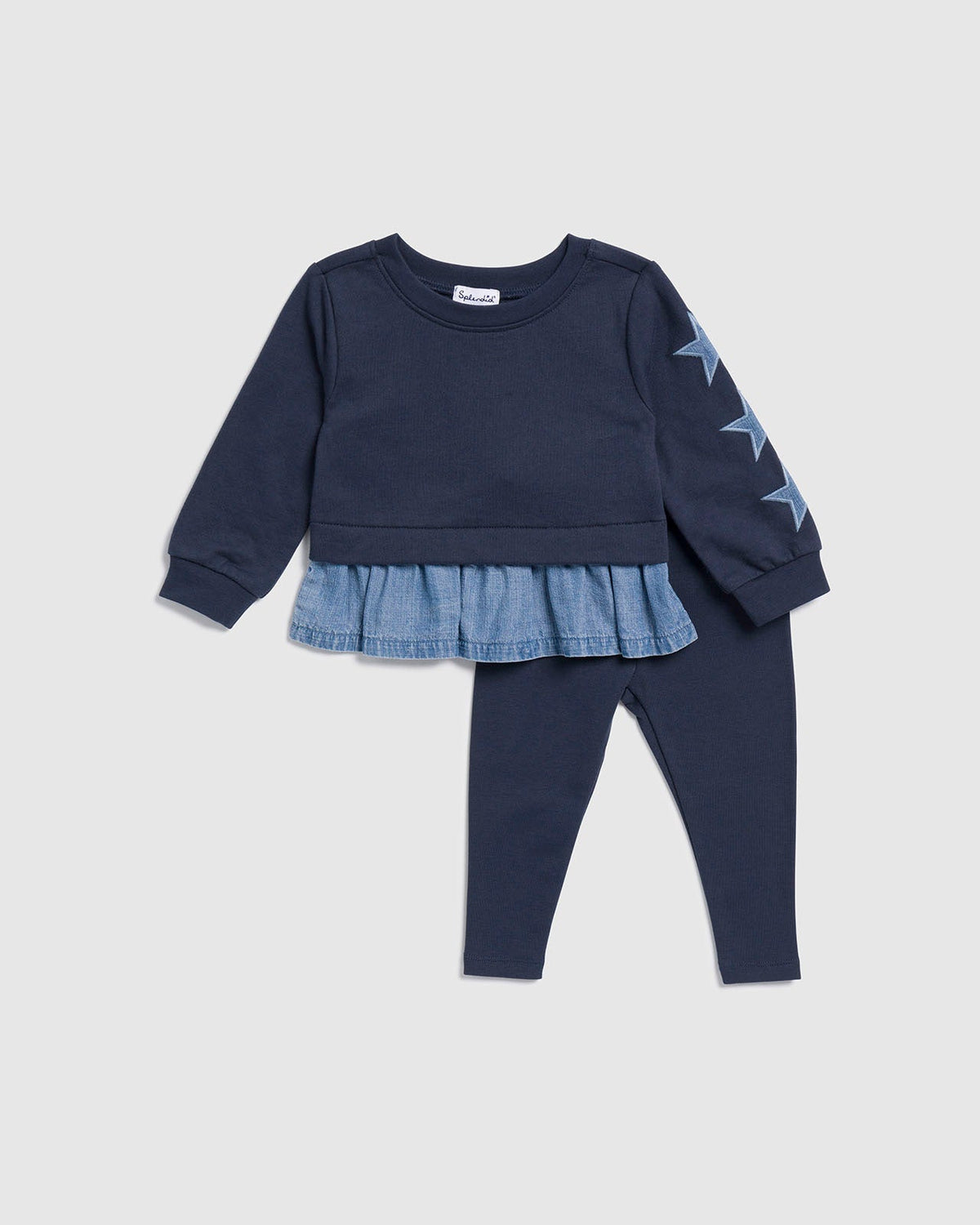 Infant Girl Shining Star Long Sleeve Set - Navy