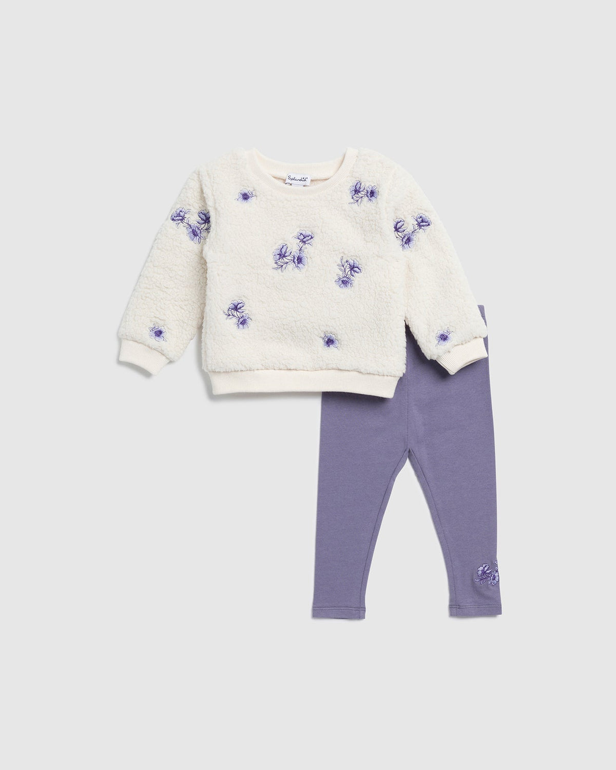 Infant Girl Floral Fleece Sweatshirt Set - Moonstone Floral