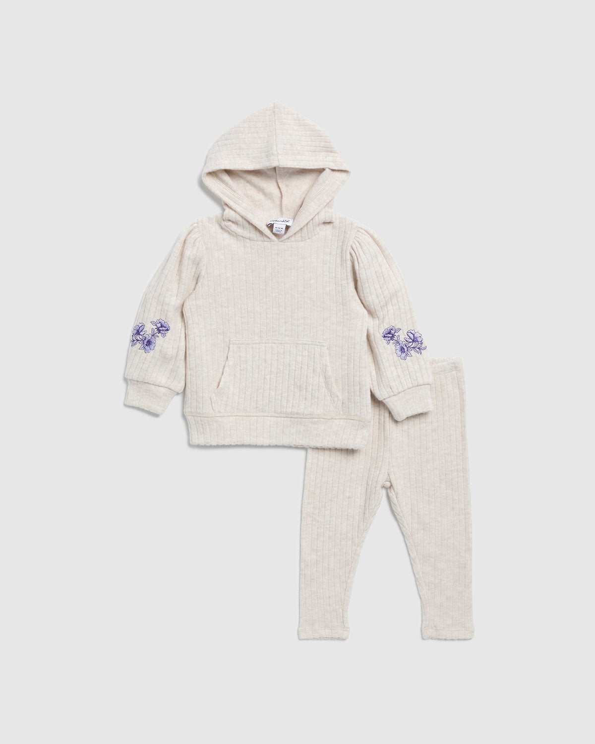 Infant Girl London Rib Hoodie Set - Pale Oak Heather