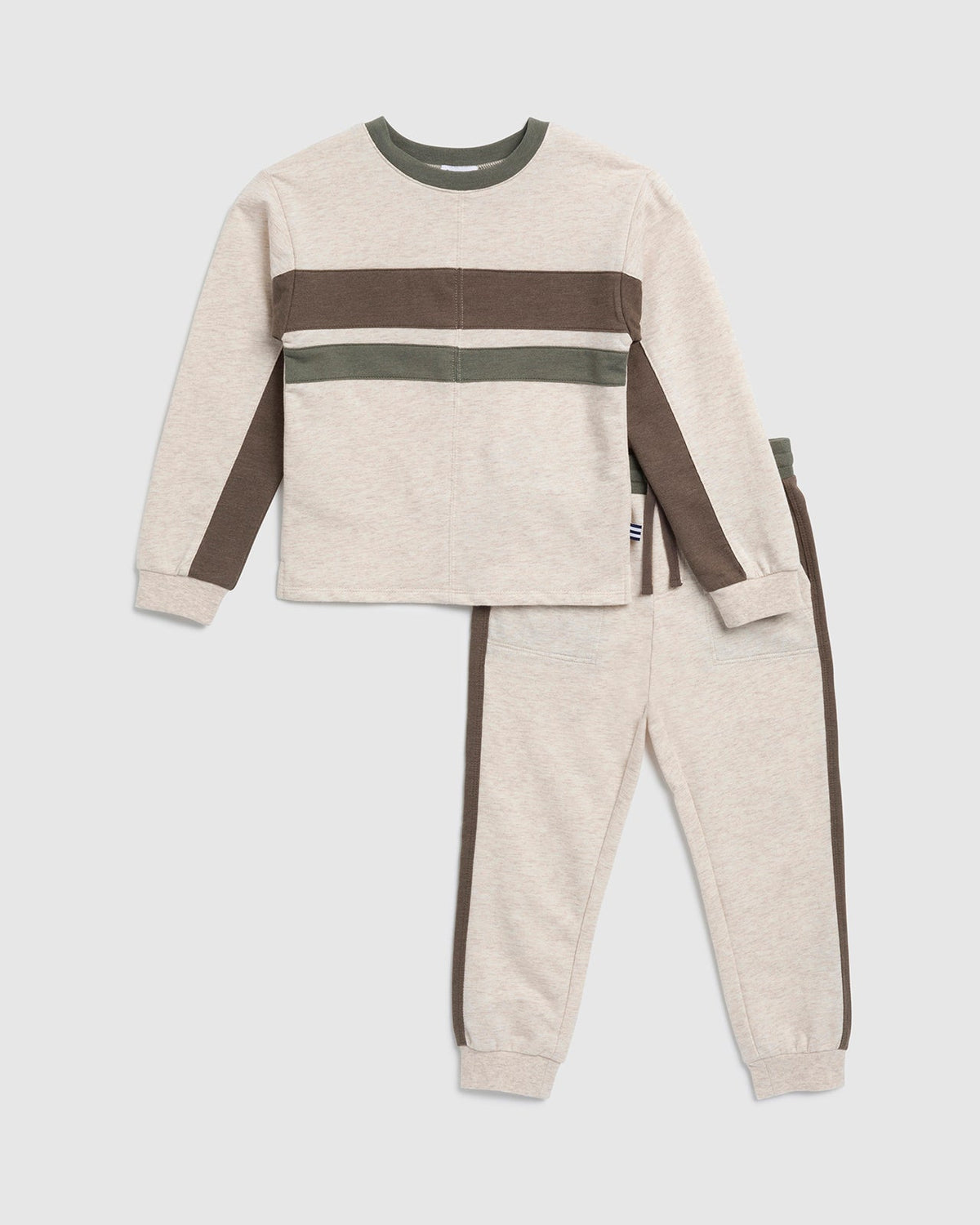 Toddler Boy Atlas Sweatshirt Set - Oat Heather/Evergreen