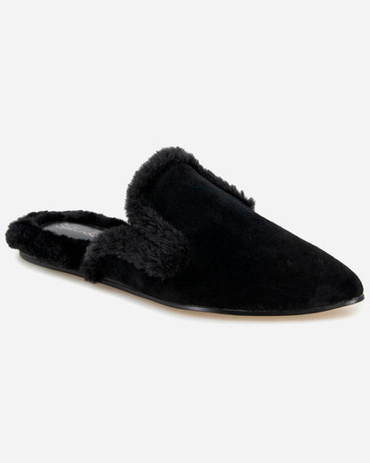 Liza Sherpa Mule in Black - Black