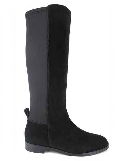 Marise Tall Suede Boot in Black - Black
