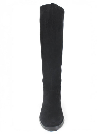 Marise Tall Suede Boot in Black - Black