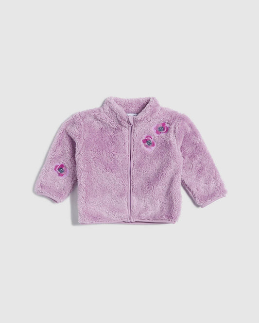 Infant Girl Sage Flower Fleece Jacket - Light Sage Flower