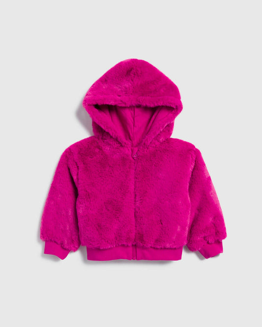 Infant Girl Electric Fleece Hoodie - Electric Rose