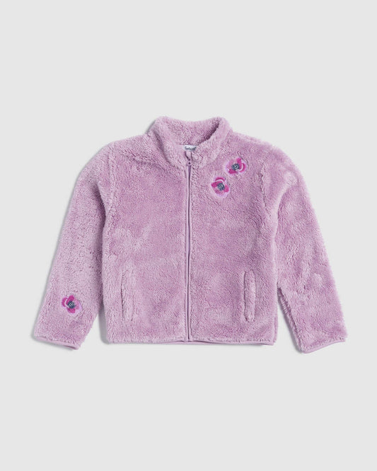 Toddler Girl Sage Flower Fleece Jacket - Light Sage Flower