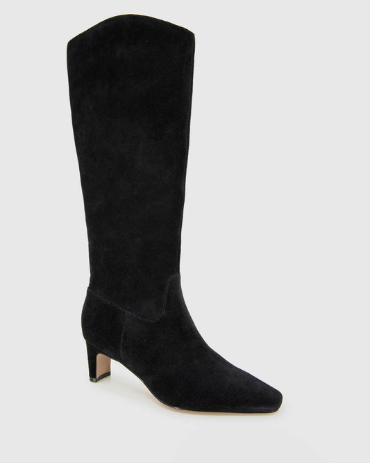 Jack Tall Suede Boot in Black - Black