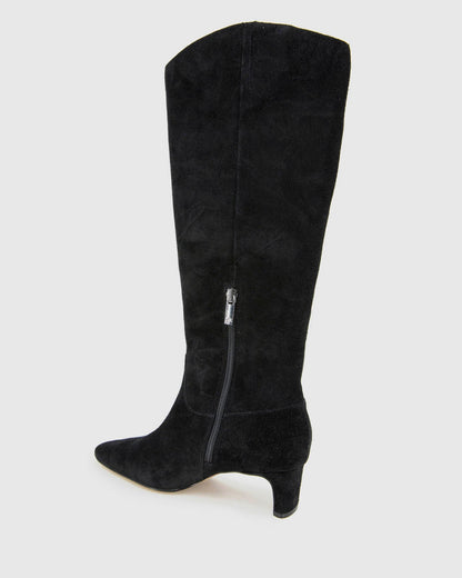 Jack Tall Suede Boot in Black - Black