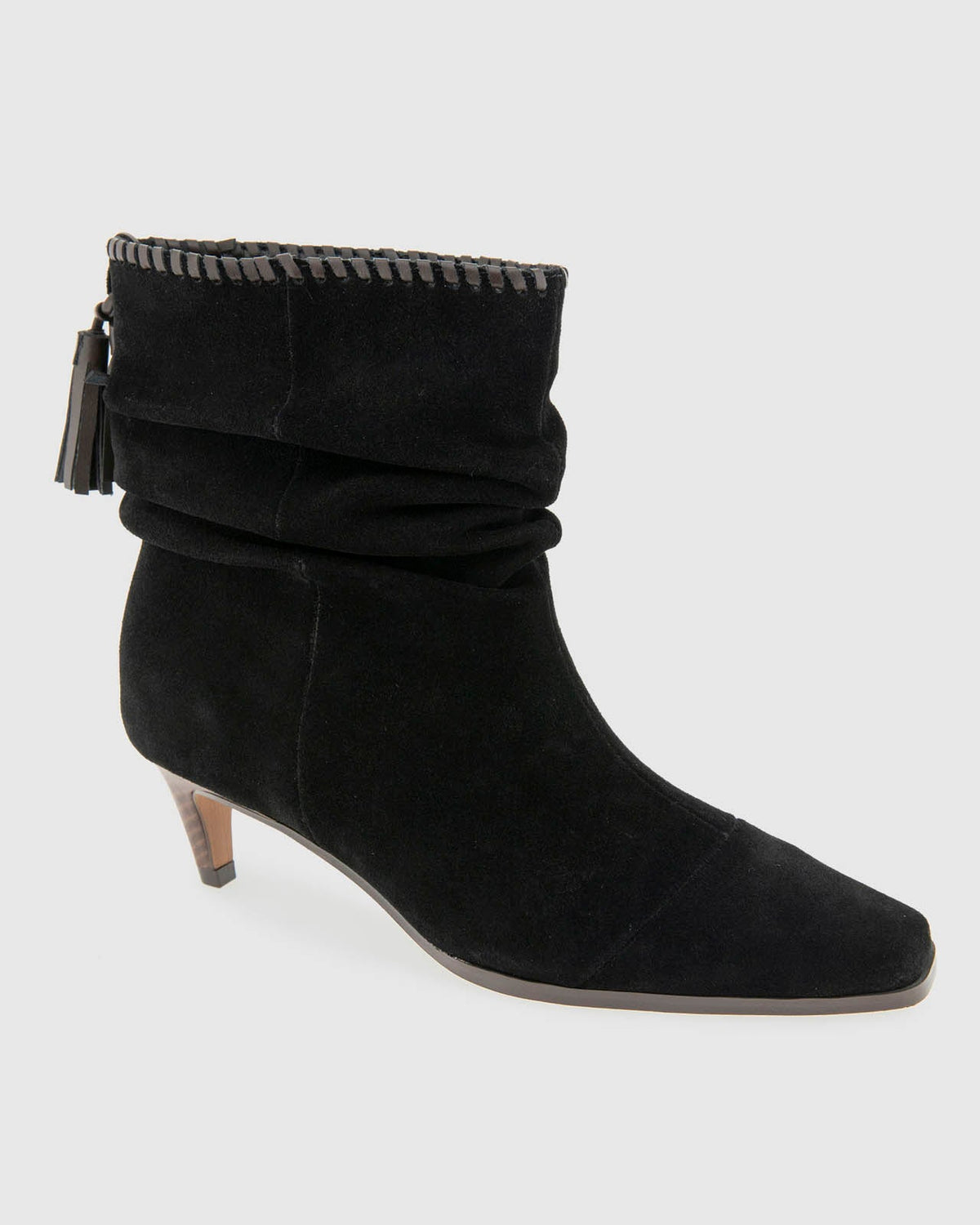 Jose Scrunch Suede Bootie in Black - Black
