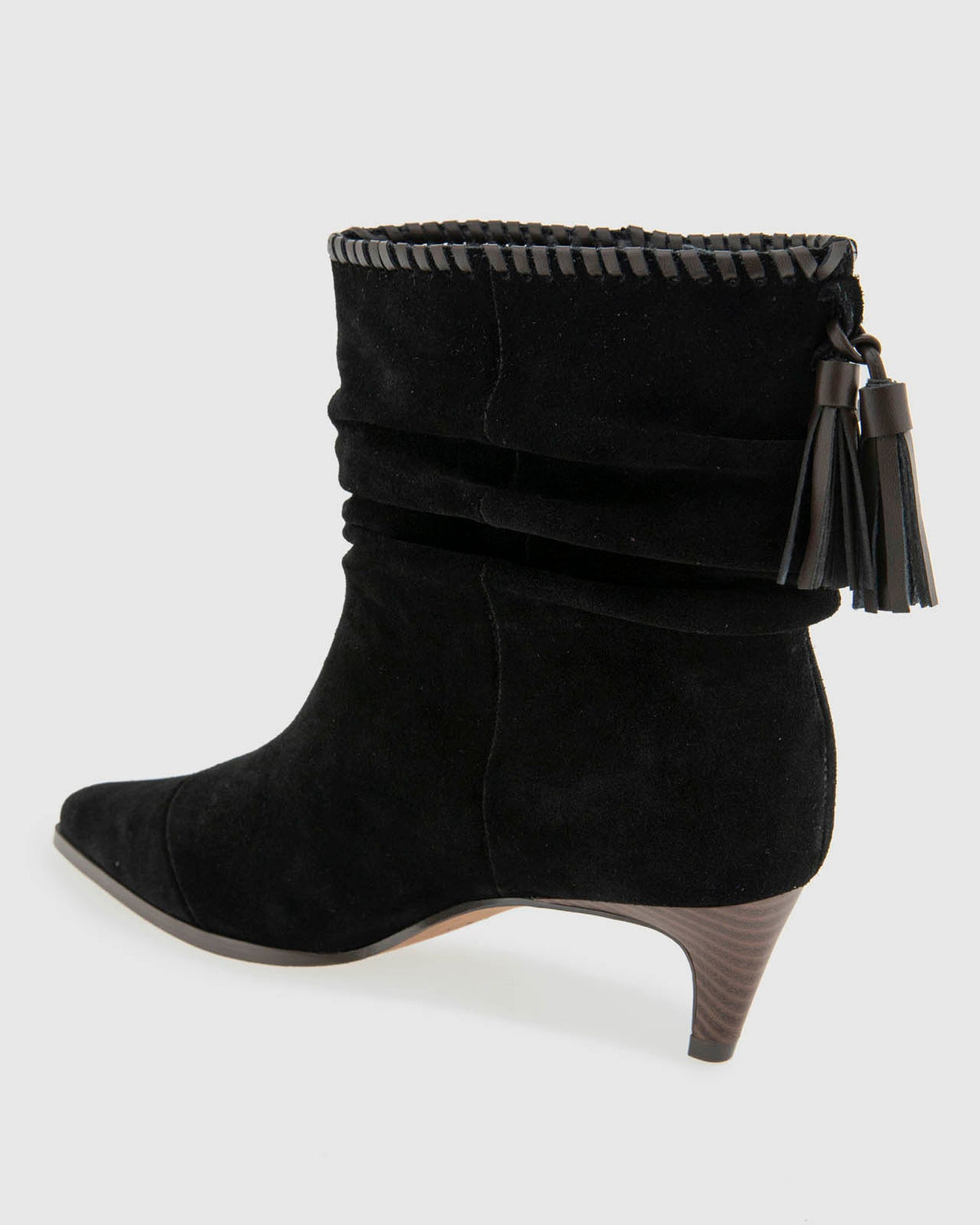 Jose Scrunch Suede Bootie in Black - Black