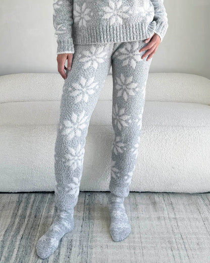 Grey Snowflake Fuzzy Sweater PJ Set - Grey Snowflake