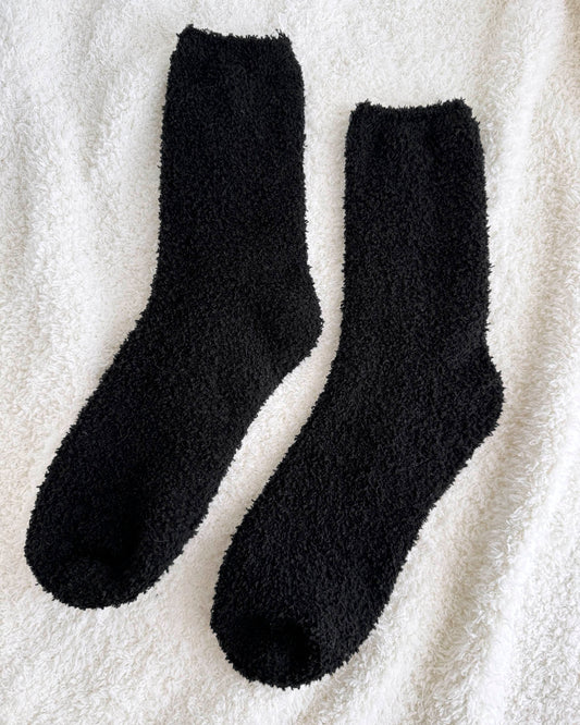 Black Bia Fuzzy Yarn Socks - Black