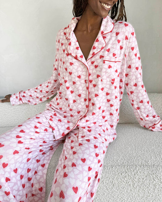 Candy Heart Flora Pillow Soft PJ Set - Candy Heart