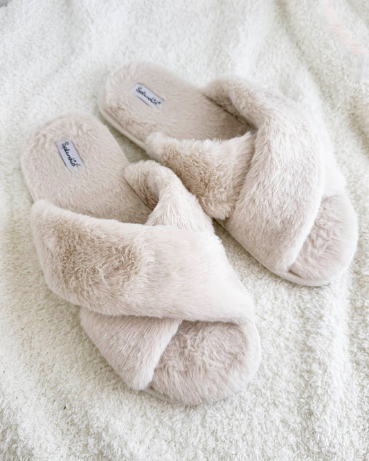 Ivory Criss Cross Slipper - Ivory