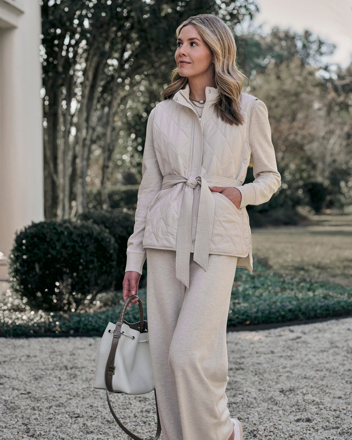 Splendid x Charli Evans Quilted Vest - Pale Oak Heather