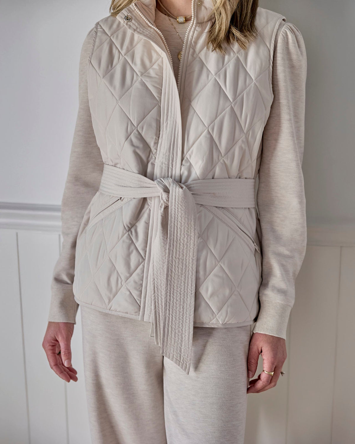 Splendid x Charli Evans Quilted Vest - Pale Oak Heather