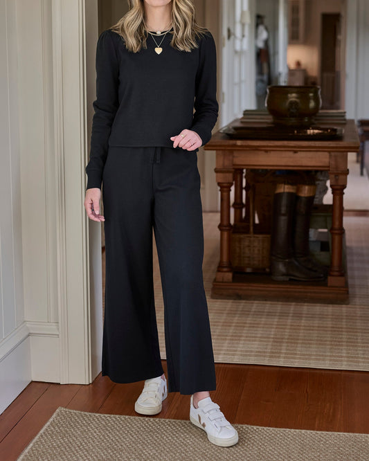 Splendid x Charli Evans Puff Sleeve Top - Black