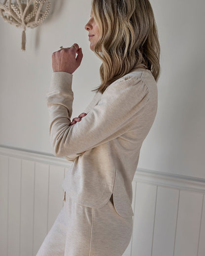 Splendid x Charli Evans Puff Sleeve Top - Pale Oak Heather