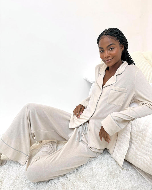 Oat Heather Flora Pillowsoft Sleep Set - Oat Heather/Heather Grey