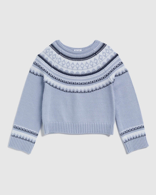 Girl Fair Isle Flurry Sweater - Blue Mist Multi