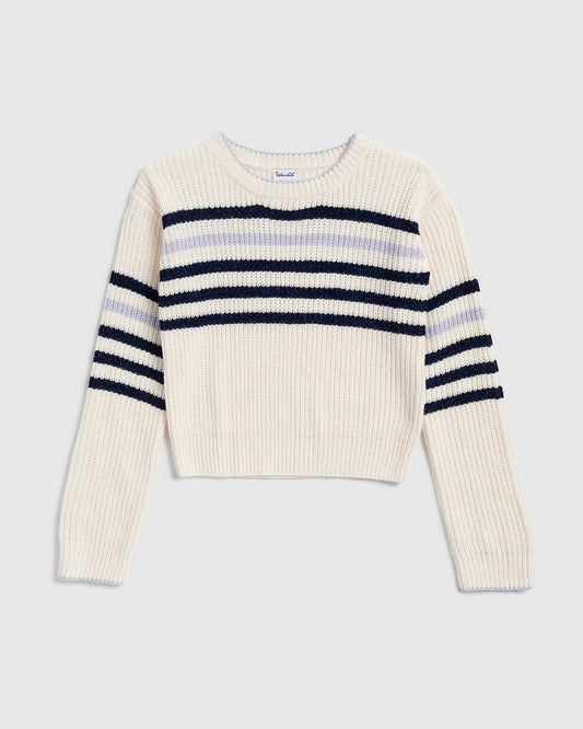 Girl Chenille Stripe Sweater - Cosmic Sky Multi Stripe