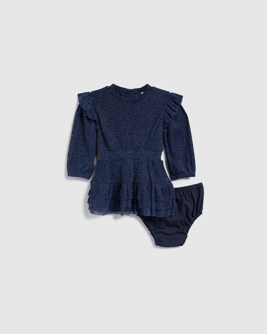 Infant Girl Sparkling Spin Dress - Mood Indigo