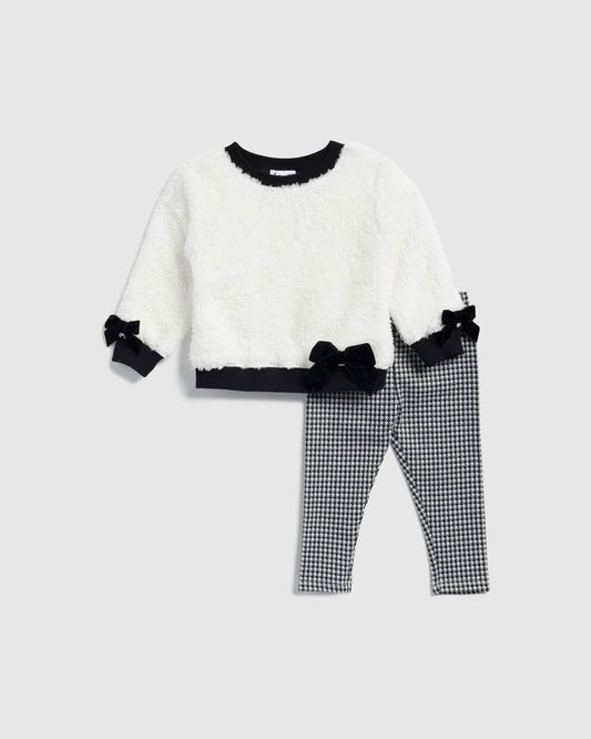Infant Girl Houndstooth Legging Set - Soft White