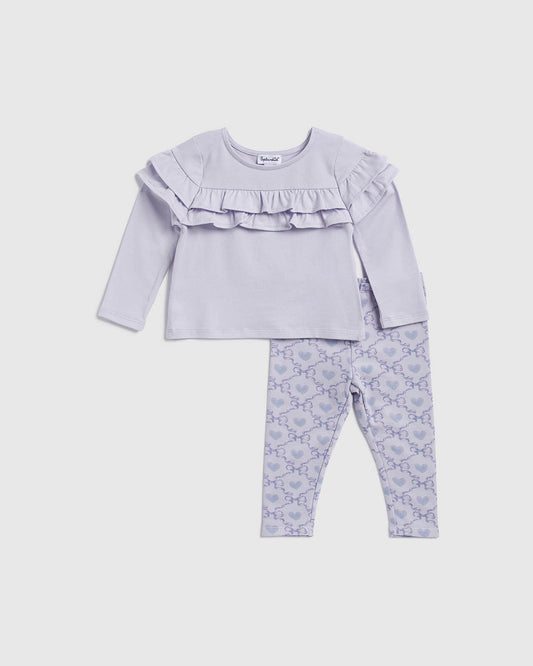Infant Girl Ruffle and Ribbon Legging Set - Cosmic Sky