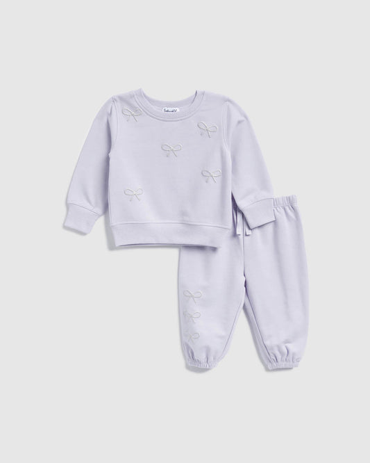 Infant Girl Tied in a Bow Sweatshirt Set - Cosmic Sky