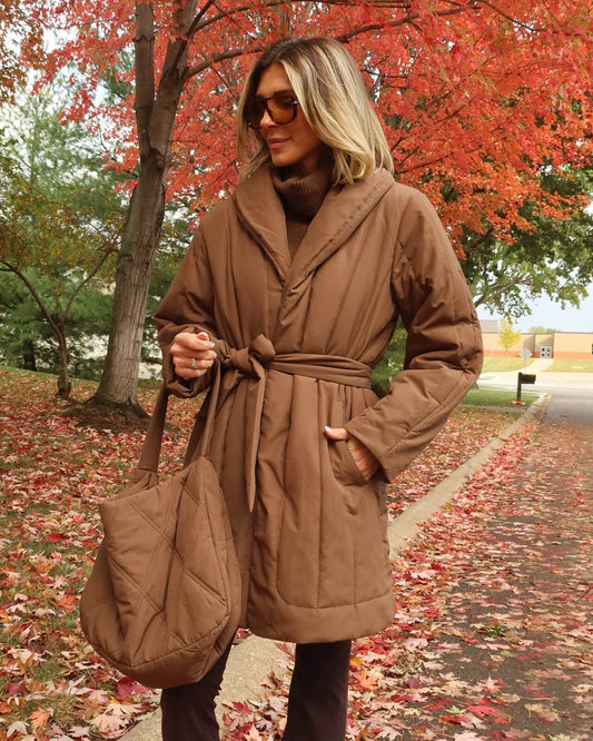 Splendid x @Cellajaneblog Quilted Coat - Truffle