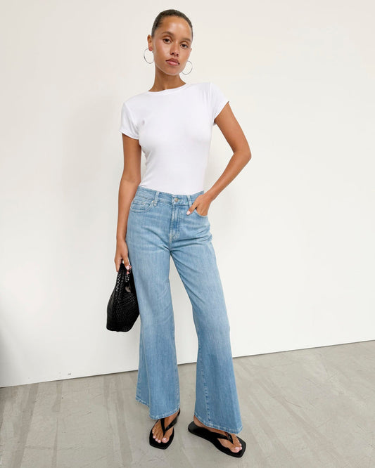 Slim Palazzo Ankle Jean in Light Wash - Glister
