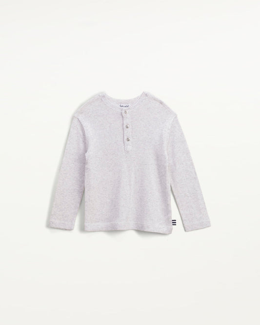 Toddler Boy Yarn Dyed Stripe Henley - Ice Heather Grey
