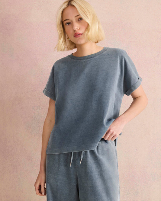 Indigo Lounge Short Sleeve Sweatshirt - Indigo