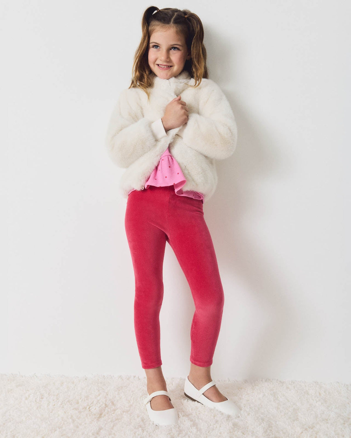 Toddler Girl Fuzzy Faux Fur Jacket - Soft White