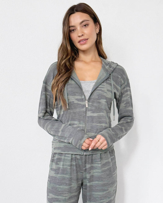 Supersoft Zip Up Hoodie in Camo - Camo