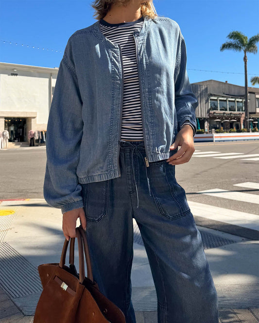Clea Indigo Bomber Jacket - Indigo
